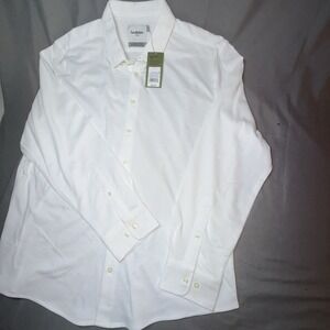 Men's Goodfellow Pique Dress Shirt Standard Fit True White Size L NWT MSRP $30